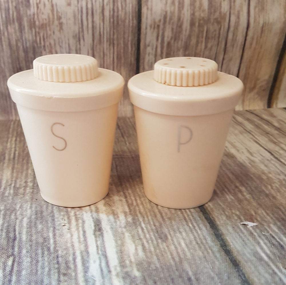 Vintage plastic salt and pepper shakers.